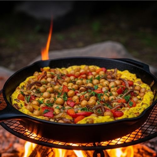 10 Tasty Plant-Based Camping Recipes for Life on the Road 2 Campfire Chickpea Scramble