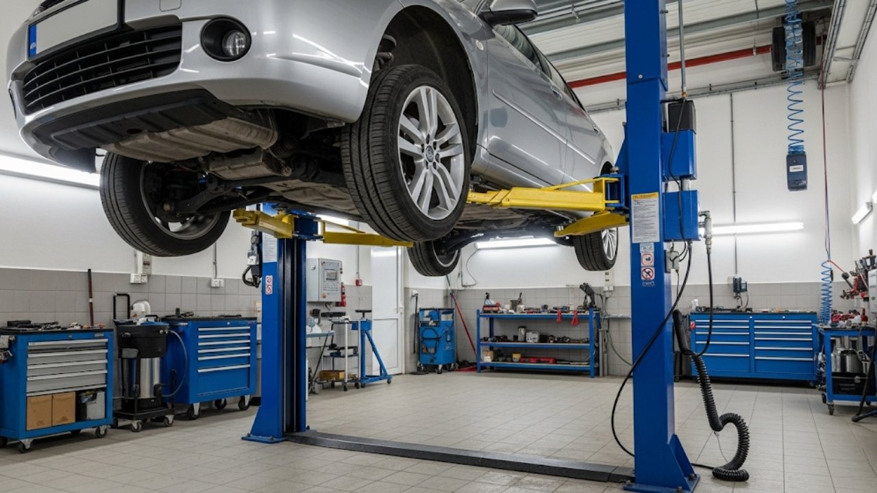 How a 12,000-N Car is Raised Using a Hydraulic Lift 1 How a 12,000-N Car is Raised Using a Hydraulic Lift