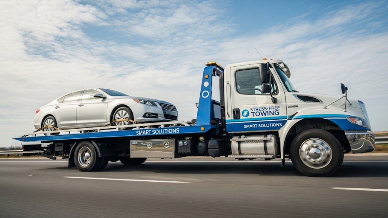 Guide to Car Towing Service with Flatbed: Safe, Smart, and Stress-Free 1 Guide to Car Towing Service with Flatbed Safe, Smart, and Stress-Free