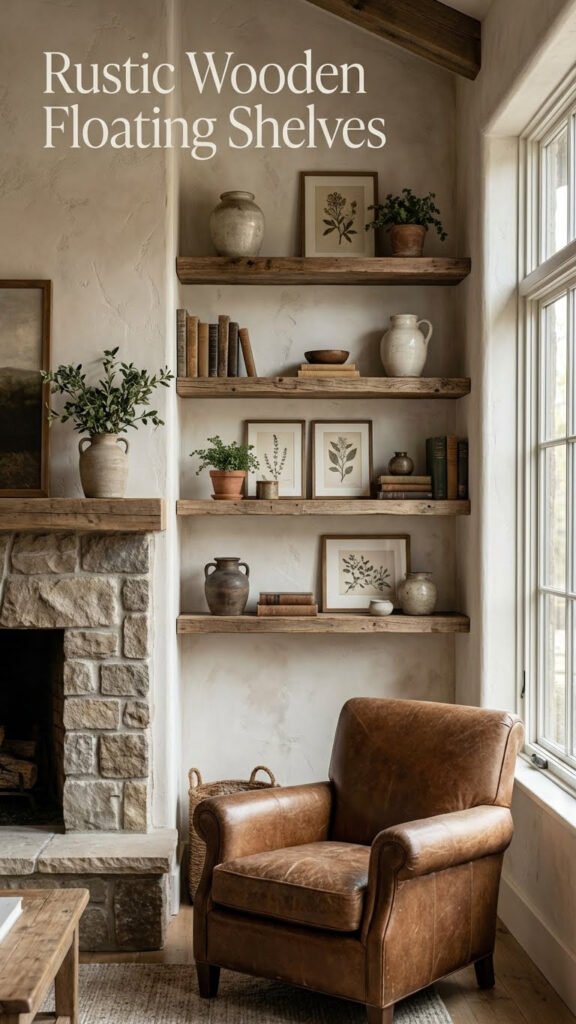 Rustic Wooden Floating Shelves