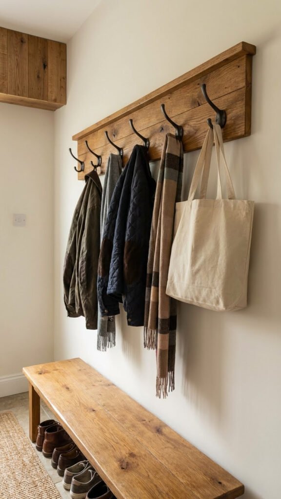 Wooden Coat Rack With Hooks