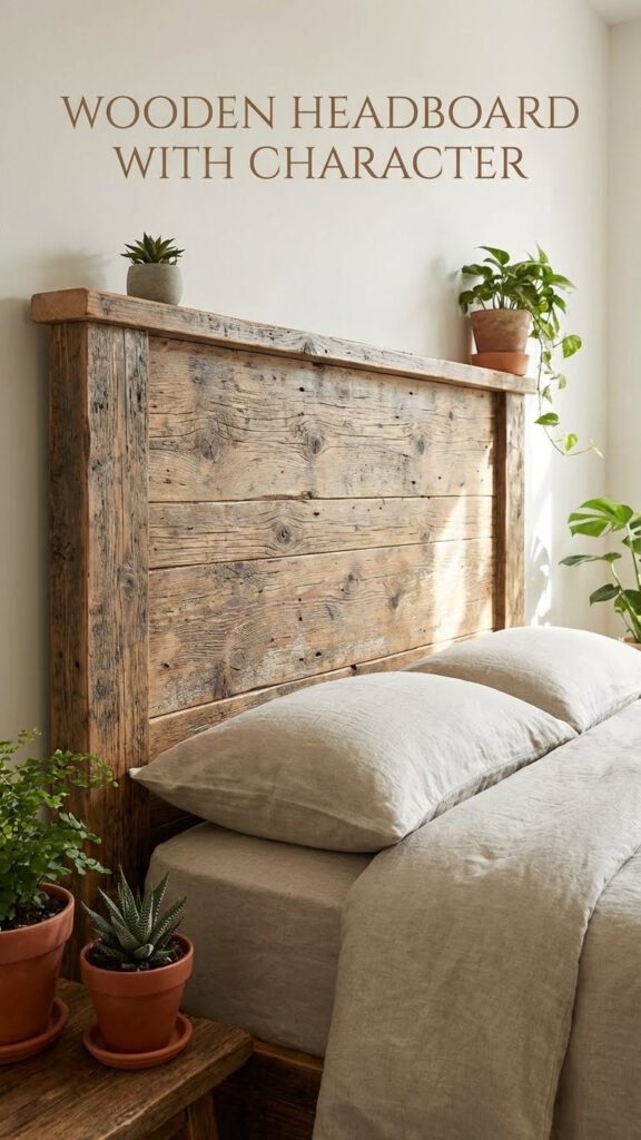 Wooden Headboard with Character