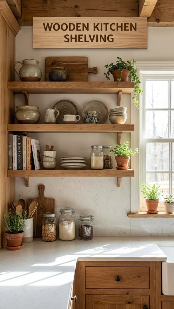 Wooden Kitchen Shelving