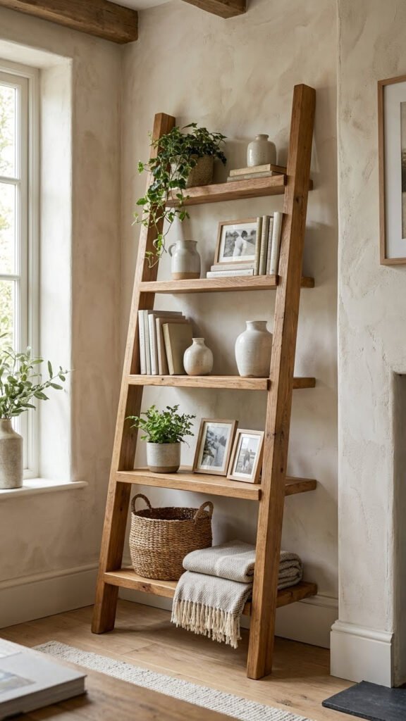 Wooden Ladder Shelf