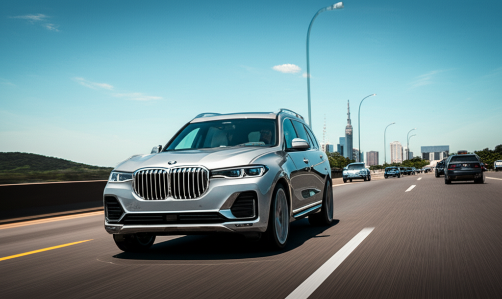 Generate a high-quality, relevant image prompt for an article about: BMW X7 On Road Price Bangalore: