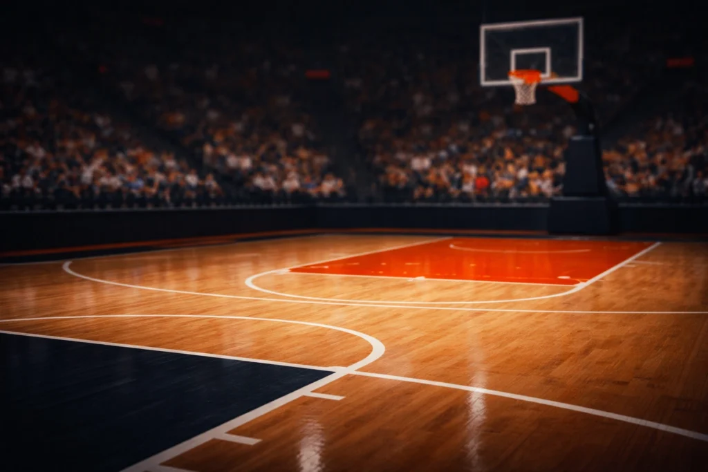 Basketball court setup representing strength and performance-focused athletes