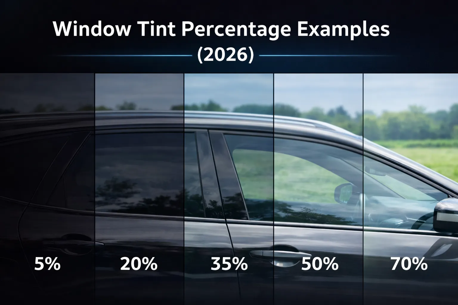 Window Tint Percentage Examples