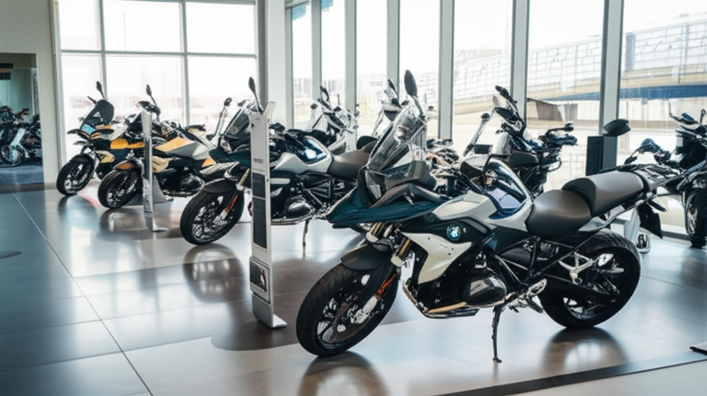 Generate a high-quality, relevant image prompt for an article about: BMW Bike Showroom Near Me: 7 Fa