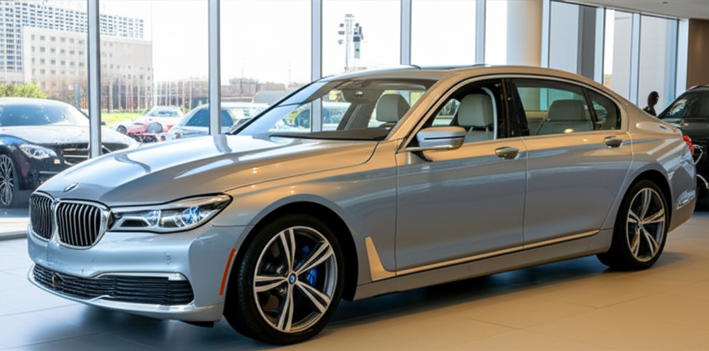 Generate a high-quality, relevant image prompt for an article about: BMW 7 Series Price in Delhi: 6