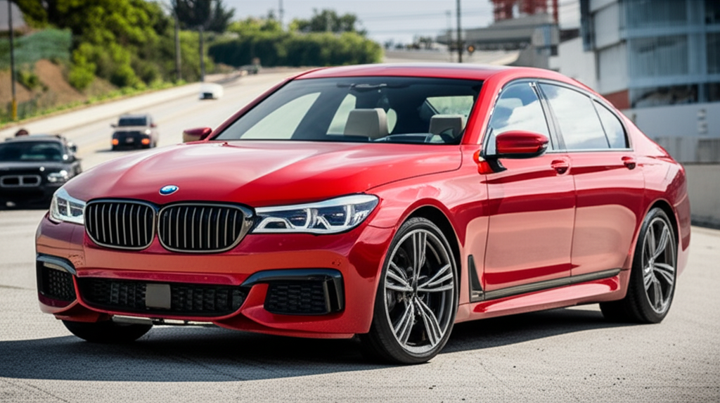 Generate a high-quality, relevant image prompt for an article about: BMW Car Red Colour: 7 Stunning