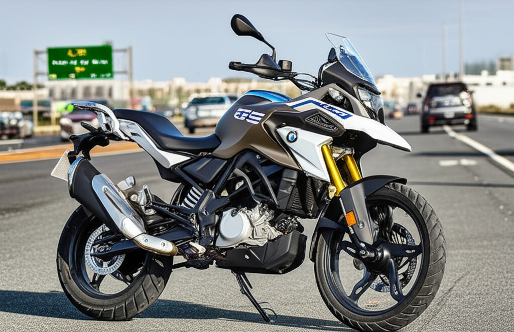 Generate a high-quality, relevant image prompt for an article about: BMW G310GS Adventure Kit: 7 Fac