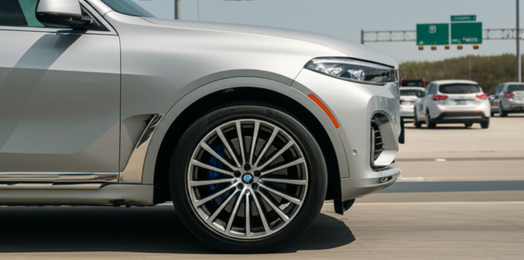 BMW X7 Tyre Size: 6 Bold Facts 2 Generate a high-quality, relevant image prompt for an article about: BMW X7 Tyre Size: 6 Bold Facts