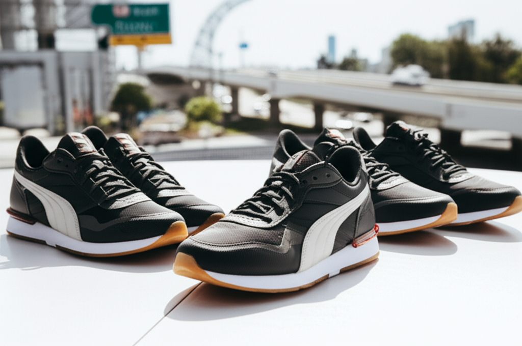 Generate a high-quality, relevant image prompt for an article about: Puma BMW Shoes Sneakers: 6 Stun