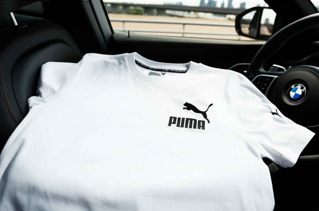 Generate a high-quality, relevant image prompt for an article about: Puma BMW T Shirt White: 7 Bold