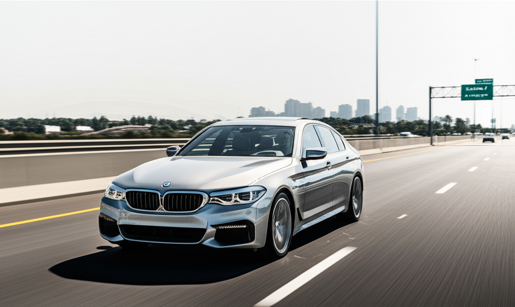 Generate a high-quality, relevant image prompt for an article about: Purvanchal Expressway BMW Accid