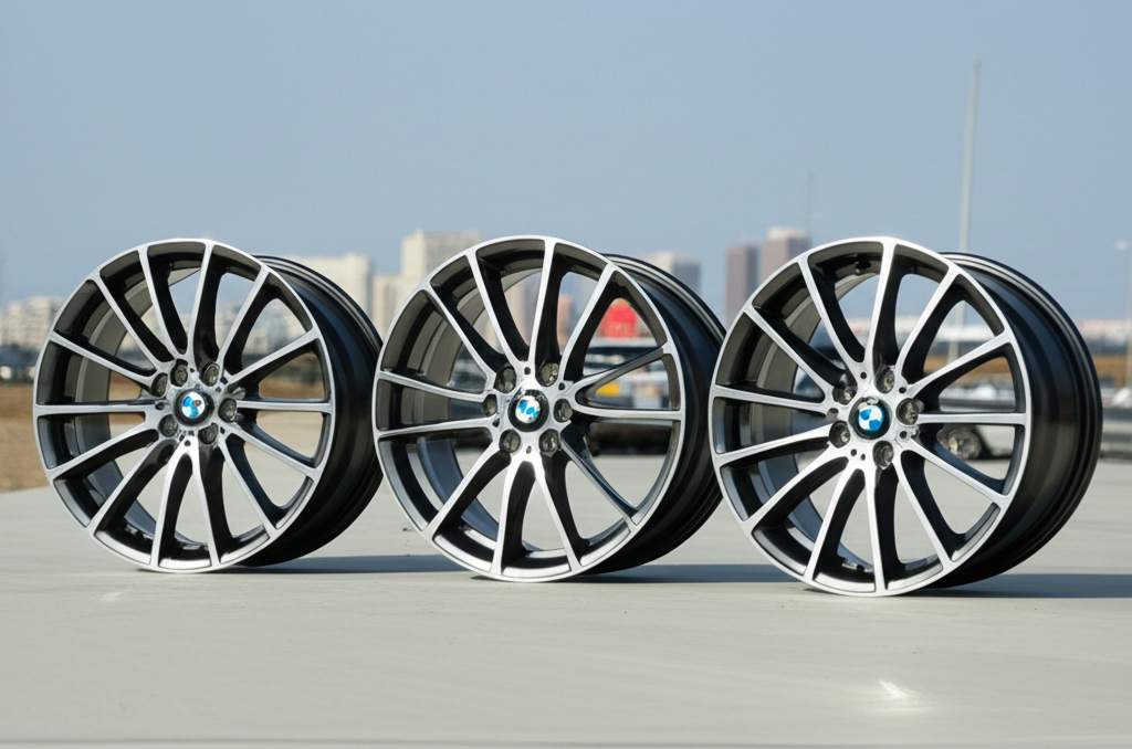 Generate a high-quality, relevant image prompt for an article about: BMW 18 Inch Alloy Wheels: 7 Bol
