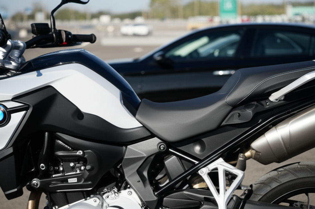 BMW F 850 GS Seat Height: 5 Specs 3 Generate a high-quality, relevant image prompt for an article about: BMW F 850 GS Seat Height: 5 Spe