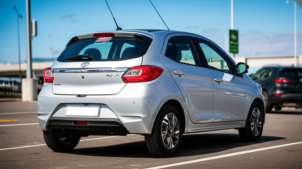 Generate a high-quality, relevant image prompt for an article about: Tata Tiago Back Bumper Price: 5