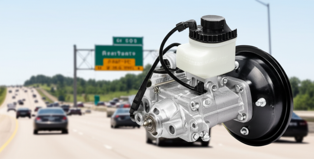 Brake Booster and Master Cylinder: Your Guide 2 Generate a high-quality, relevant image prompt for an article about: Brake Booster and Master Cylind