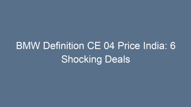 BMW Definition CE 04 Price India: 6 Shocking Deals