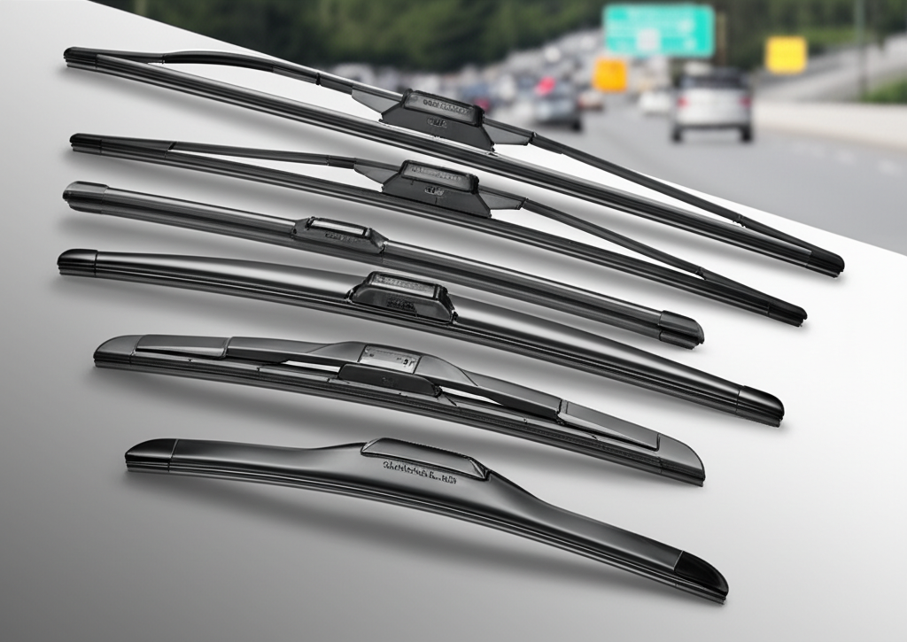 Generate a high-quality, relevant image prompt for an article about: 7 Bosch Car Wiper Blades You’ll