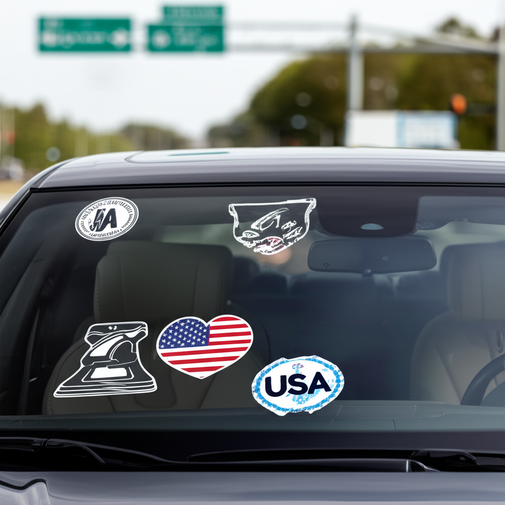 Generate a high-quality, relevant image prompt for an article about: 5 Creative Car Windshield Stick