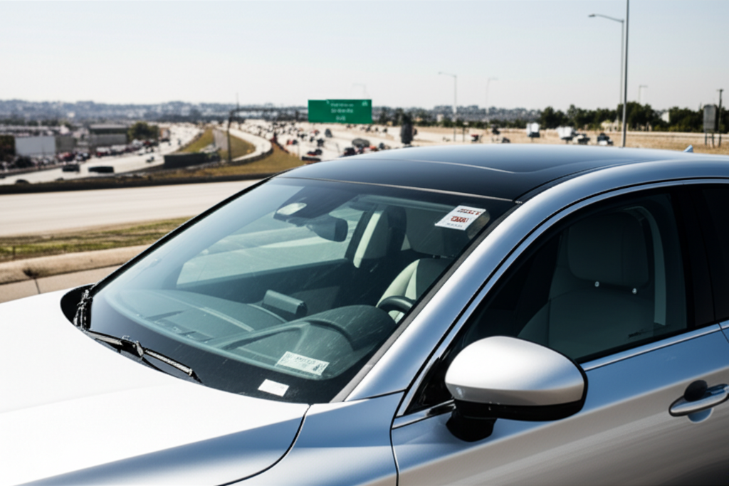 Generate a high-quality, relevant image prompt for an article about: 5 Creative Car Windshield Stick