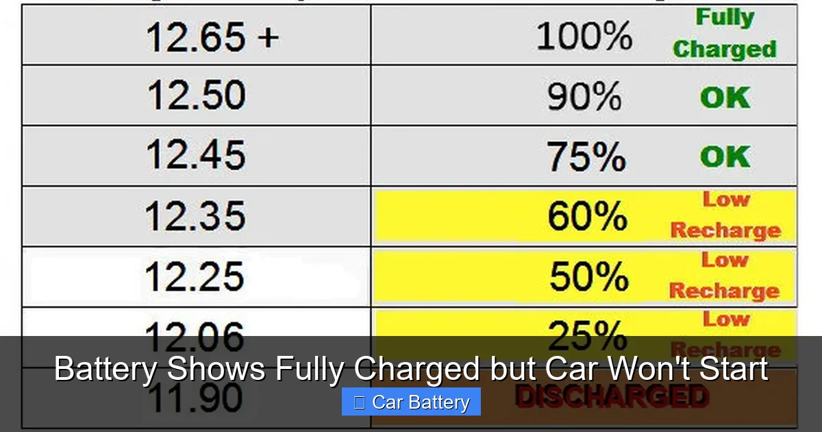 Battery Shows Fully Charged but Car Won't Start