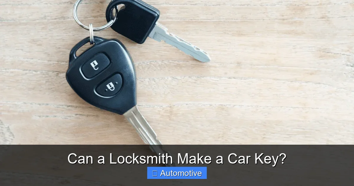 Can a Locksmith Make a Car Key?
