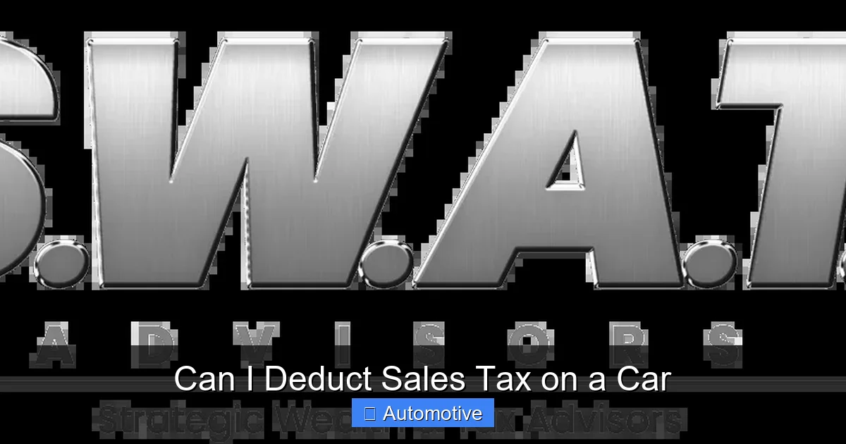Can I Deduct Sales Tax on a Car