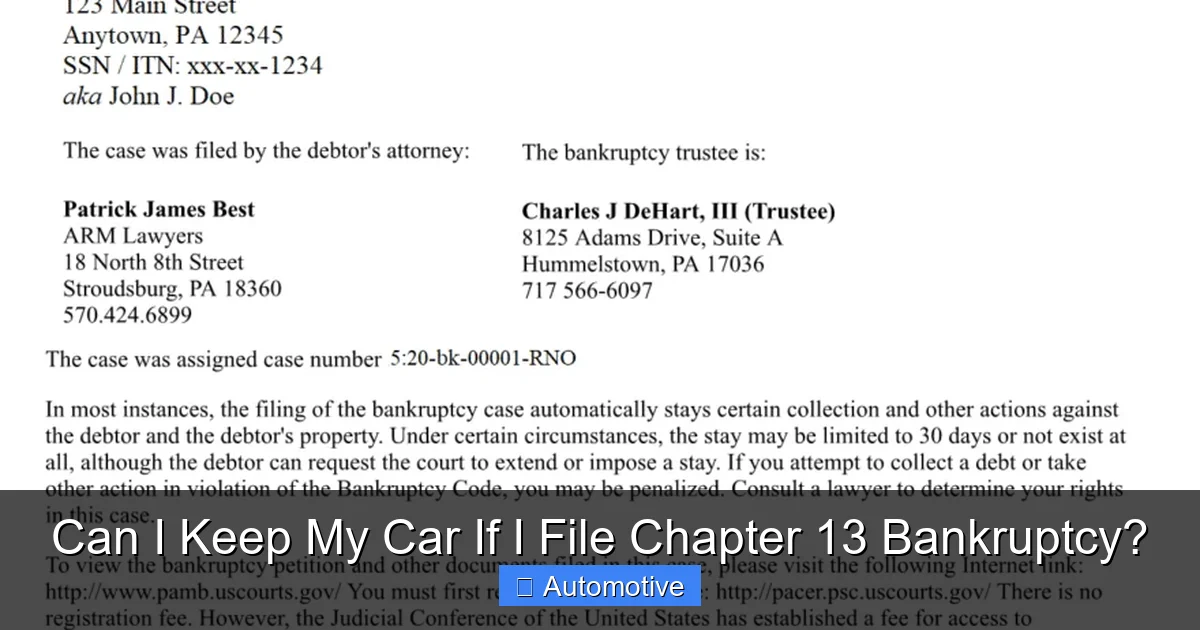 Can I Keep My Car If I File Chapter 13 Bankruptcy?