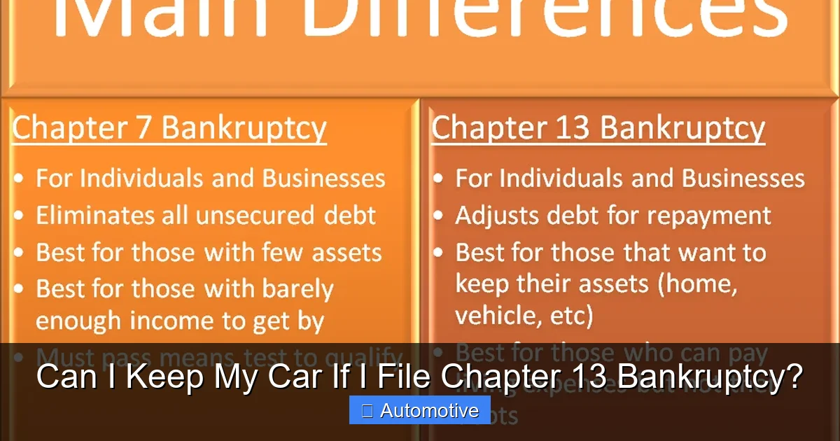 Can I Keep My Car If I File Chapter 13 Bankruptcy?
