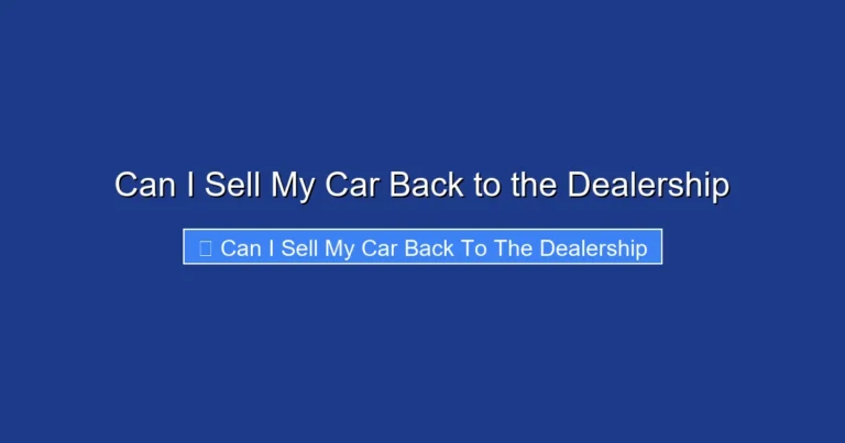 Can I Sell My Car Back to the Dealership
