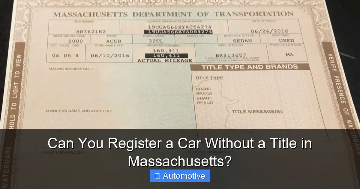 Can You Register a Car Without a Title in Massachusetts?