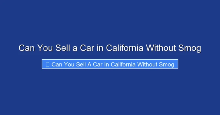 Can You Sell a Car in California Without Smog