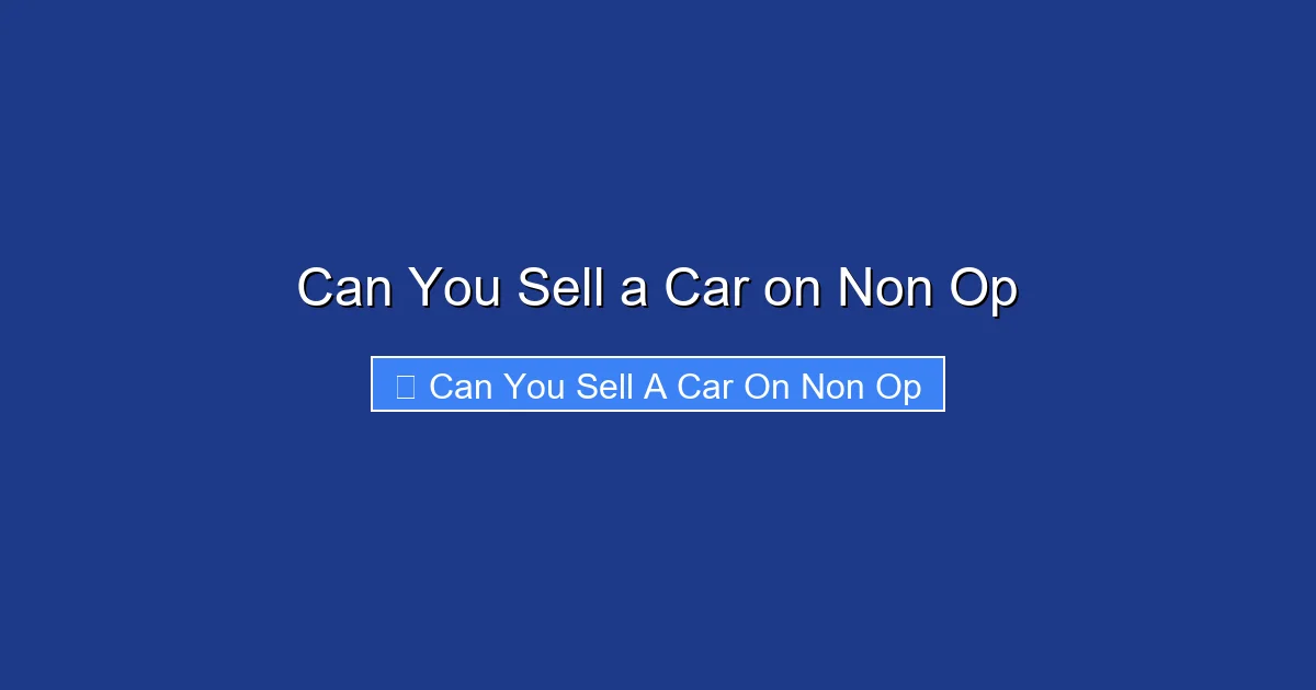 Can You Sell a Car on Non Op