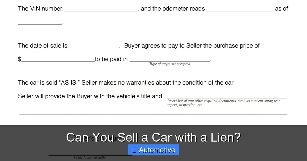 Can You Sell a Car with a Lien?