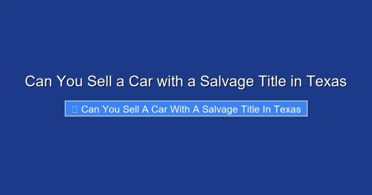 Can You Sell a Car with a Salvage Title in Texas