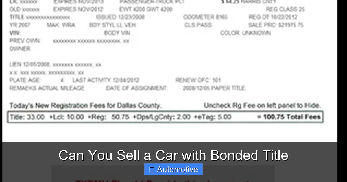 Can You Sell a Car with Bonded Title