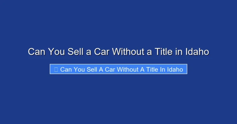Can You Sell a Car Without a Title in Idaho
