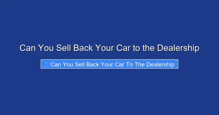 Can You Sell Back Your Car to the Dealership