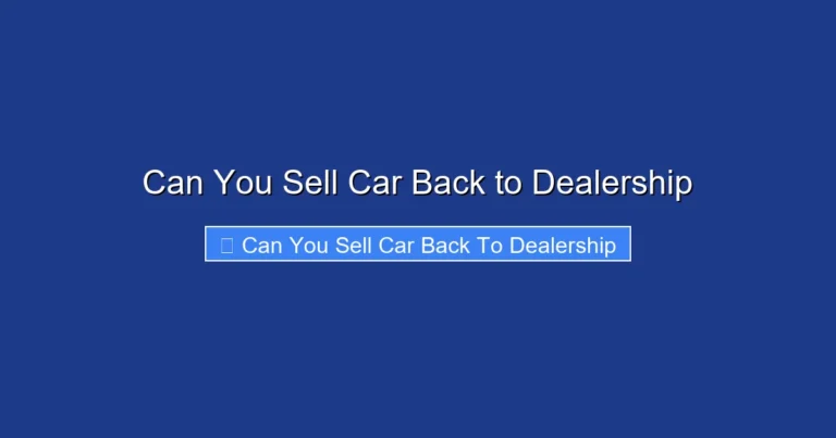 Can You Sell Car Back to Dealership