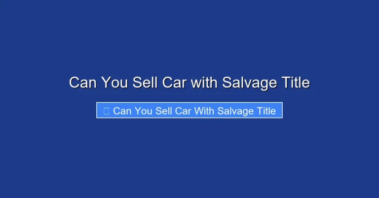 Can You Sell Car with Salvage Title