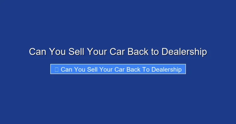 Can You Sell Your Car Back to Dealership
