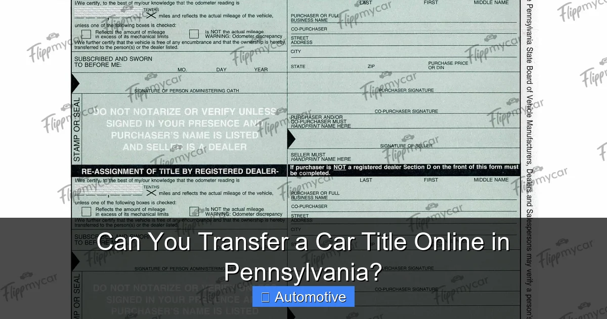 Can You Transfer a Car Title Online in Pennsylvania?