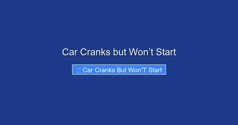 Car Cranks but Won’t Start