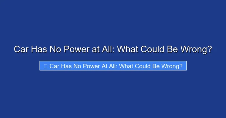Car Has No Power at All: What Could Be Wrong?