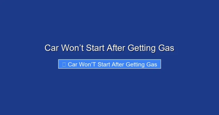 Car Won’t Start After Getting Gas