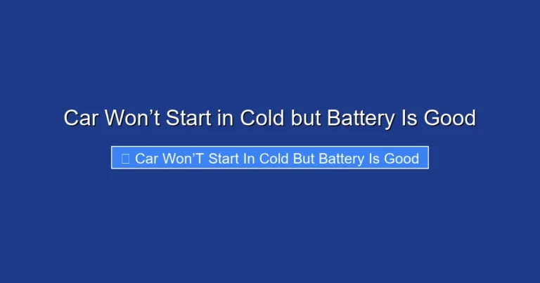 Car Won’t Start in Cold but Battery Is Good