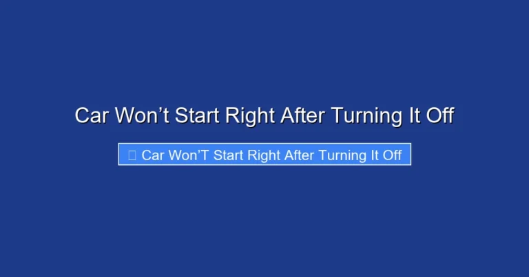Car Won’t Start Right After Turning It Off